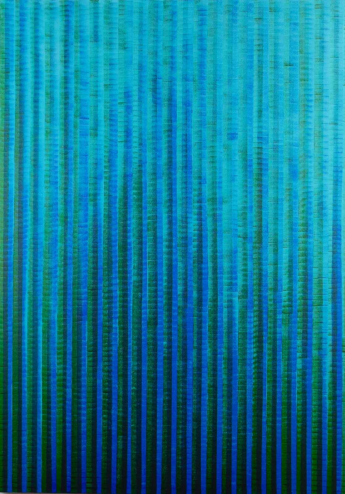 GREEN AND BLUE - Acrylic on canvas - Format 100X70